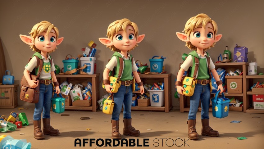 3D Rendered Recycling Elves