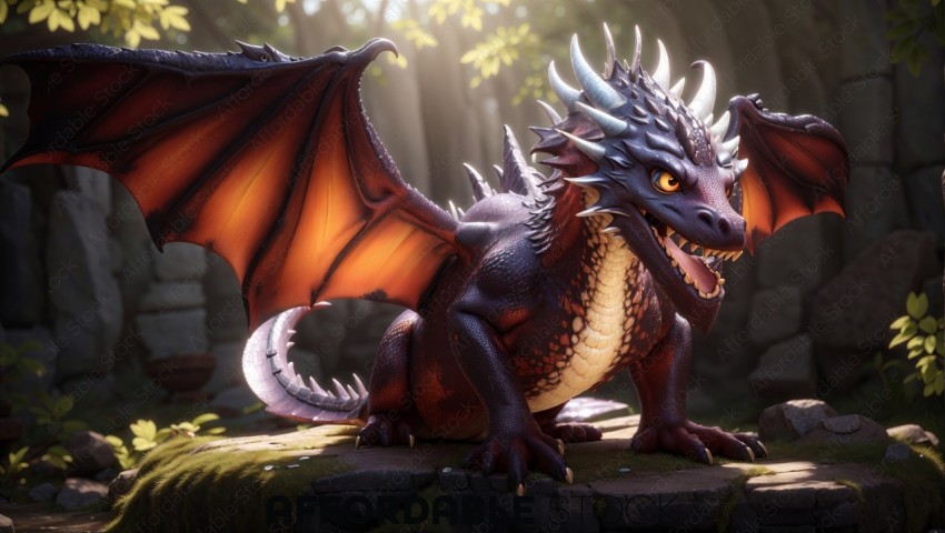 Fantasy Dragon in Enchanted Forest