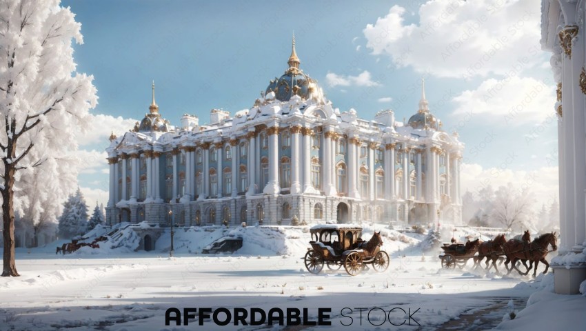 Winter Palace with Horse-Drawn Carriage