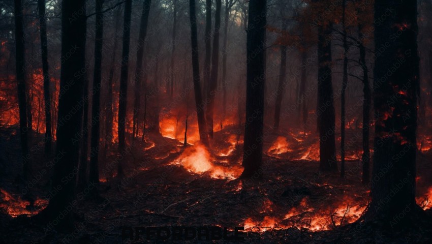 Forest Fire at Twilight