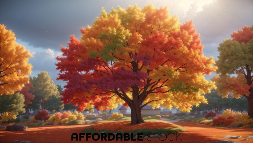 Autumn Season Scenery with Colorful Trees