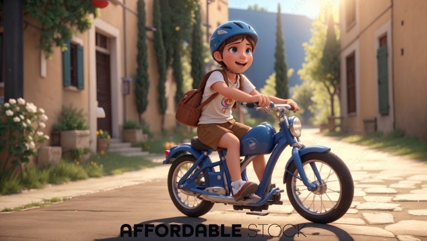Animated Boy on Toy Motorcycle