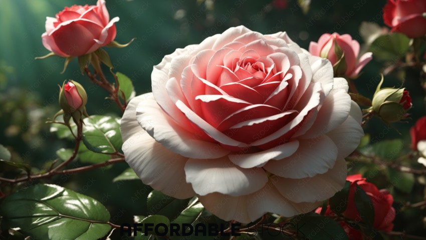 Blossoming Bicolor Rose in Sunlight
