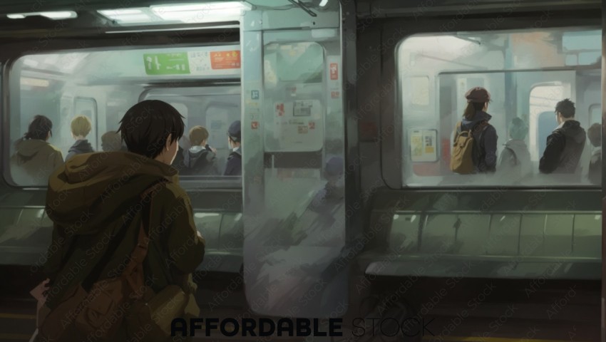 Animated City Train Commute Scene