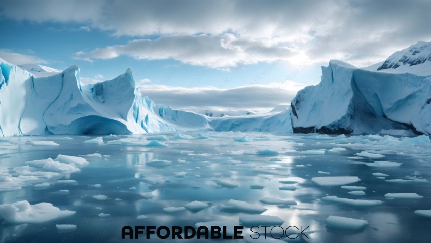 Arctic Icebergs and Glacier Landscape