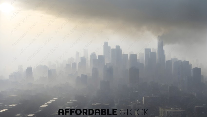Urban Skyline Obscured by Air Pollution