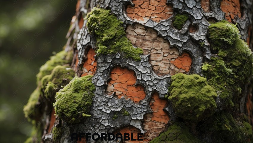 Moss-Covered Tree Bark Texture