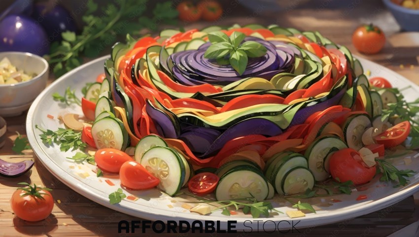 Colorful Ratatouille Dish Artistic Illustration