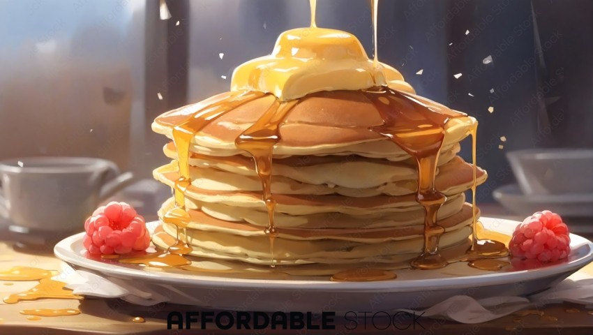 Digital Art of Pancakes with Syrup
