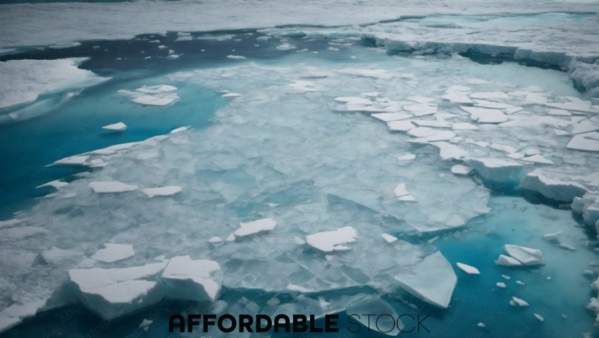 Arctic Ice Floes in Blue Ocean Waters