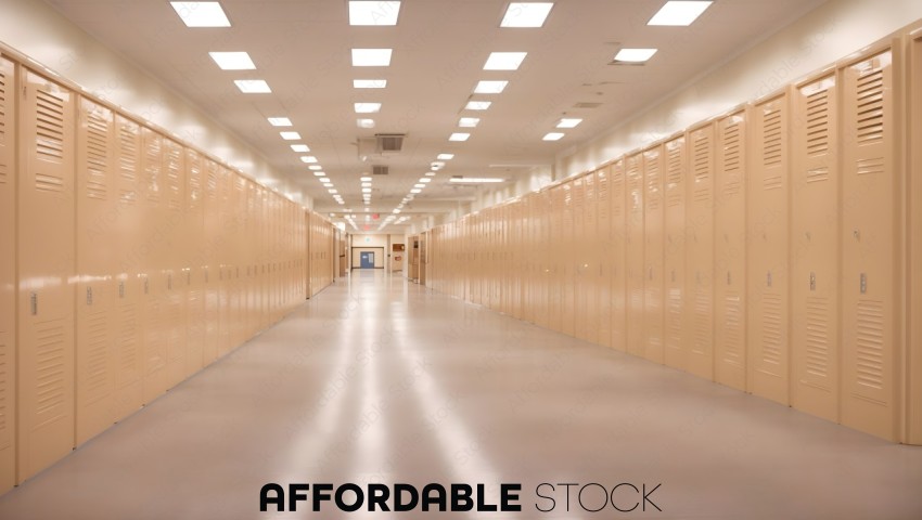 Empty School Corridor with Lockers