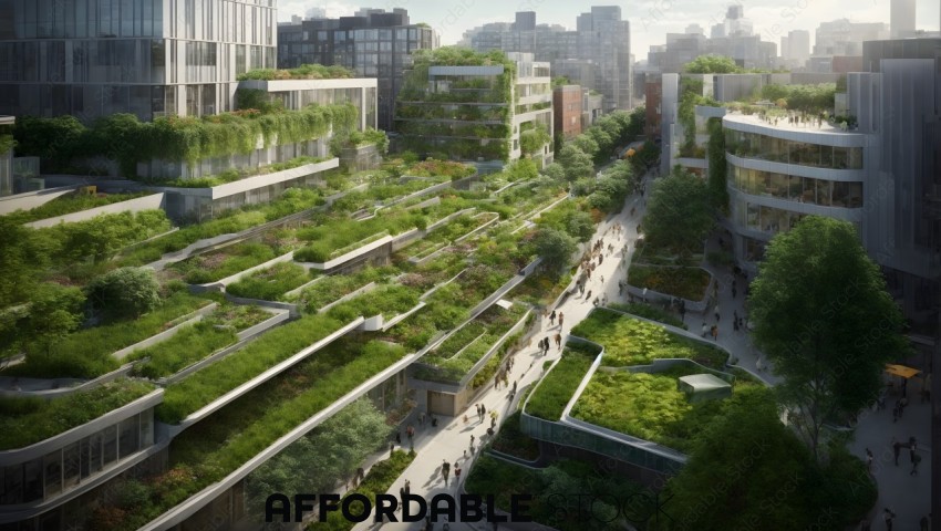 Urban eco-friendly rooftop garden design