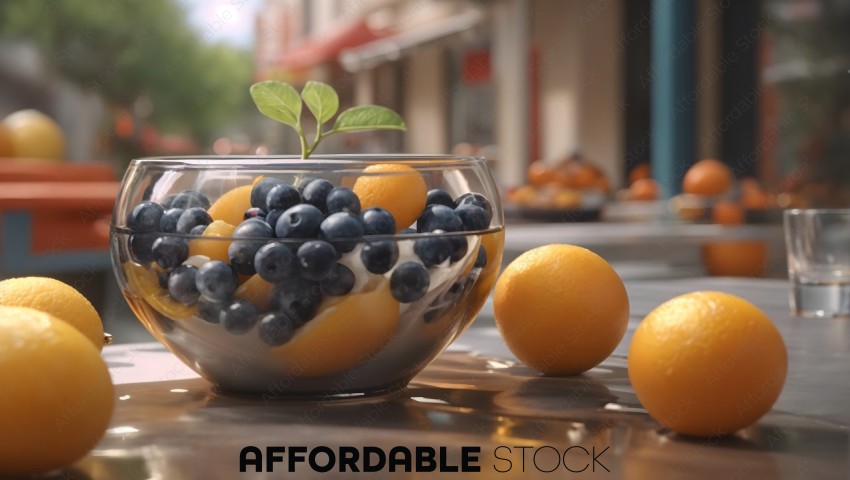 Fresh Citrus Fruits and Berries in Glass Bowl