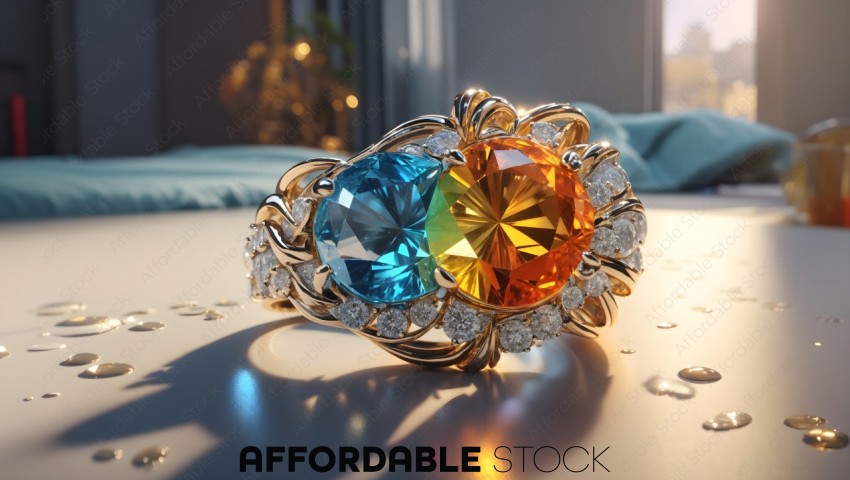 Luxurious Gemstone Ring with Colorful Jewels