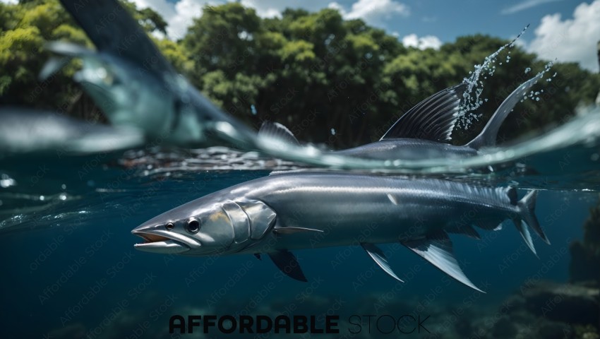 Underwater View of a Swimming King Mackerel