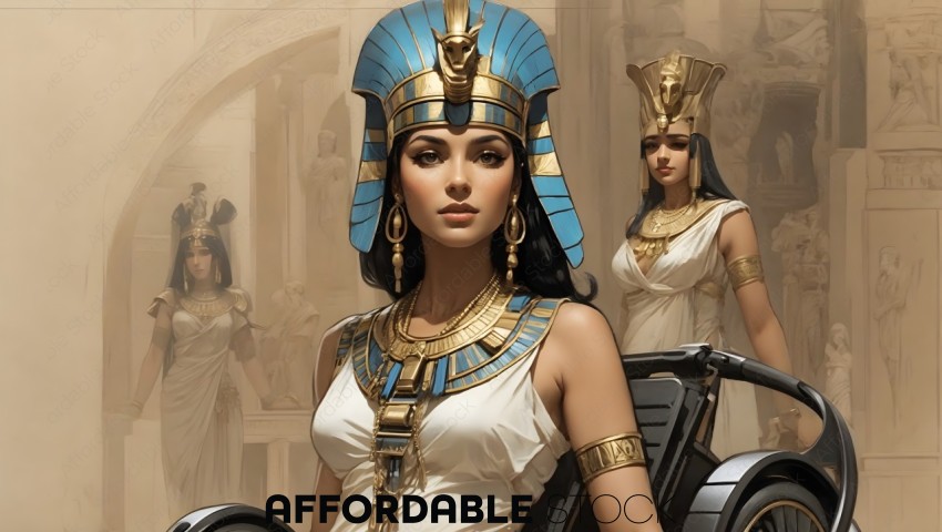 Digital Art of Ancient Egyptian Pharaoh and Entourage