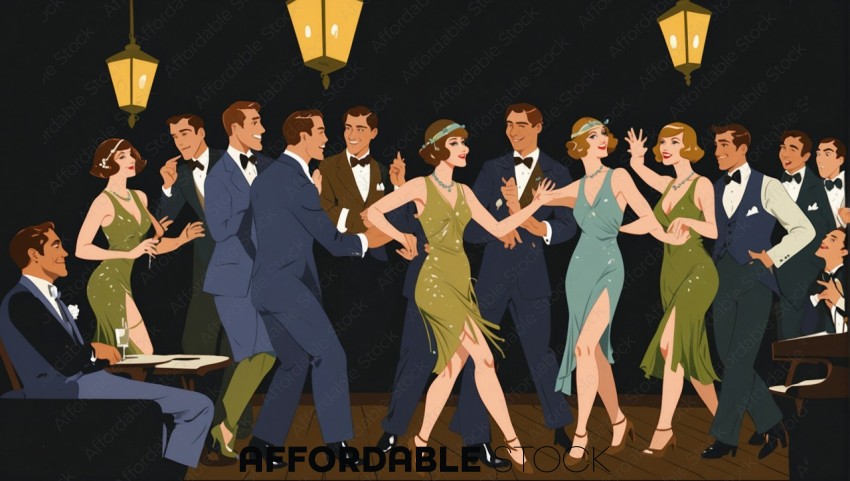 Vintage Style Dance Party Illustration