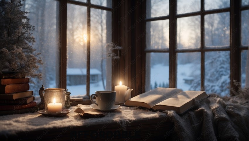 Cozy Winter Reading by the Window