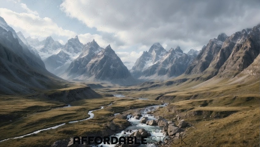 Majestic Mountainous Landscape with Flowing River