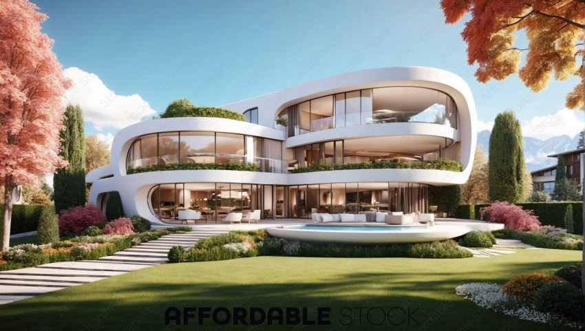 Modern Architectural House with Nature Landscape
