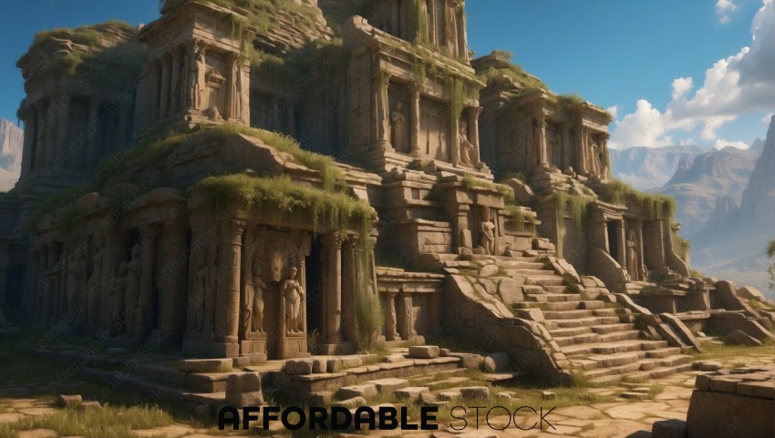 Ancient Temple Ruins in 3D Landscape