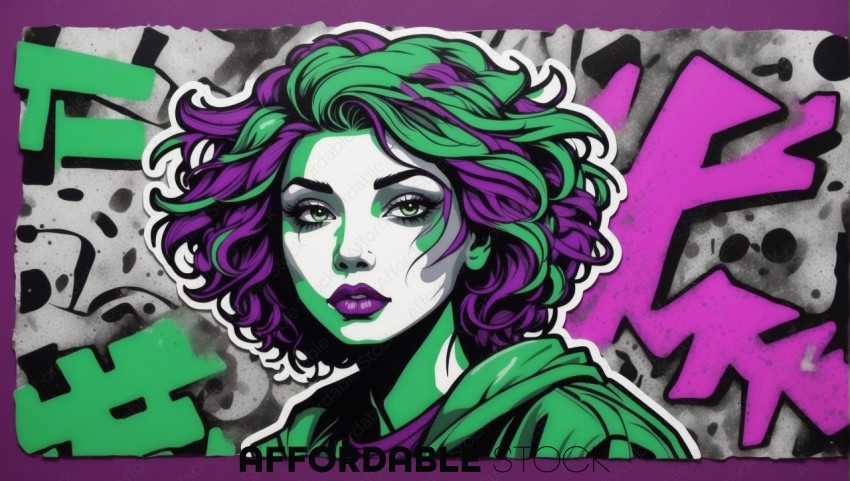 Vibrant Graffiti Style Female Illustration