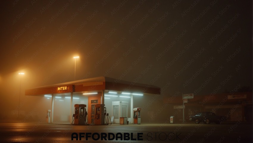 Foggy Night at the Gas Station