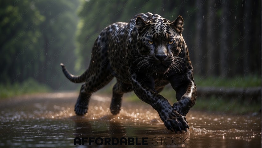 Leopard Stalking in Rain