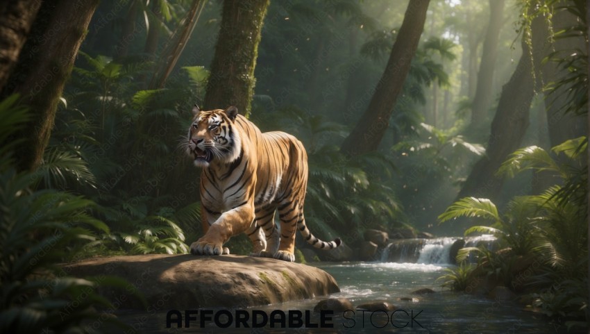Majestic Tiger in Lush Jungle