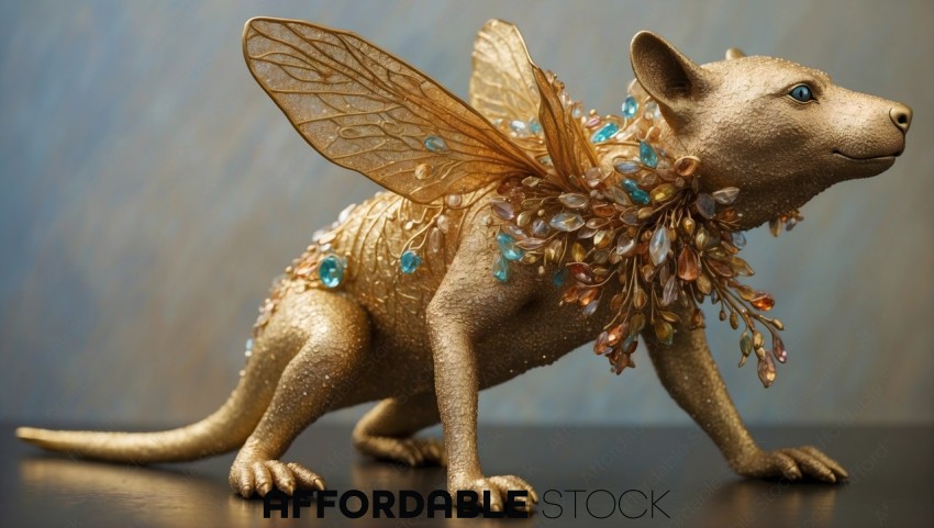 Bejeweled Golden Dragon Sculpture