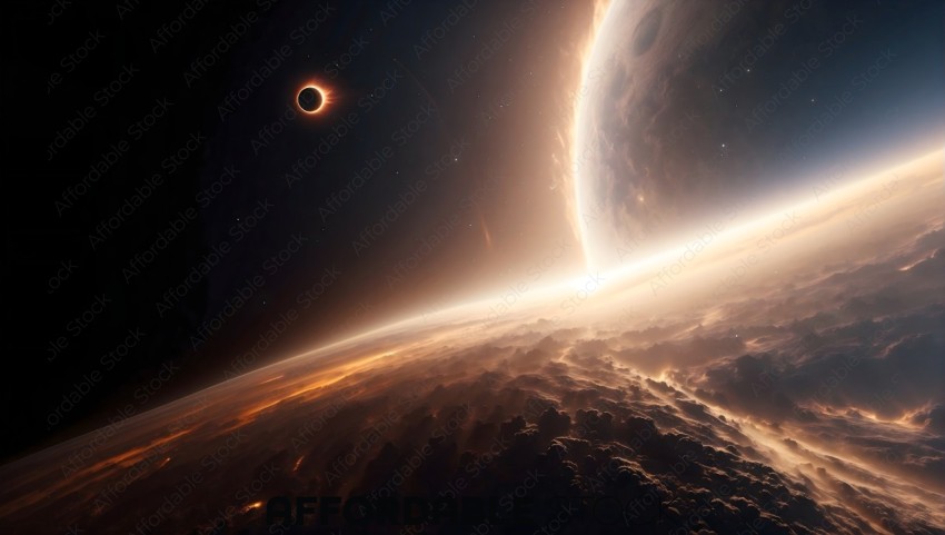 Solar Eclipse over Alien Landscape