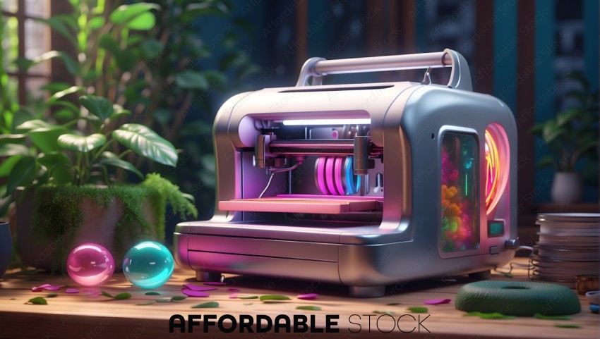 3D Printer Creating Colorful Object in Domestic Setting