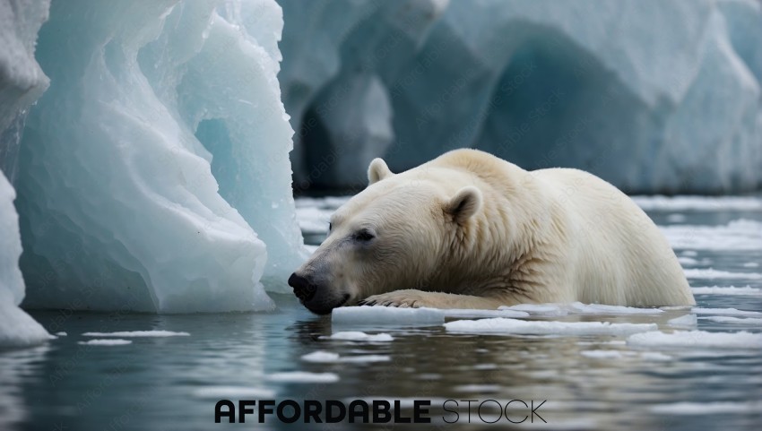 Resting Polar Bear on Arctic Ice