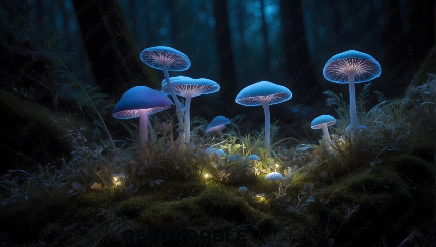 Glowing Mushrooms in Enchanted Forest