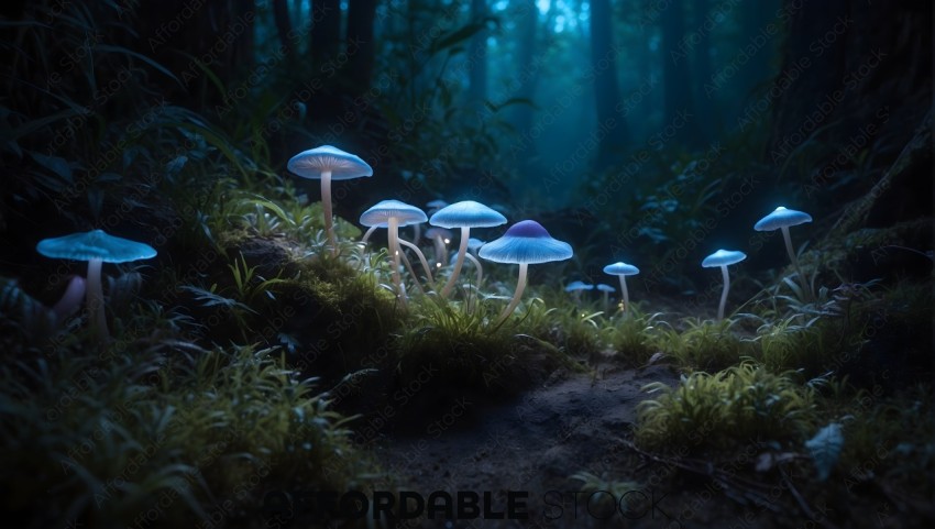 Enchanted Forest Mushrooms at Twilight