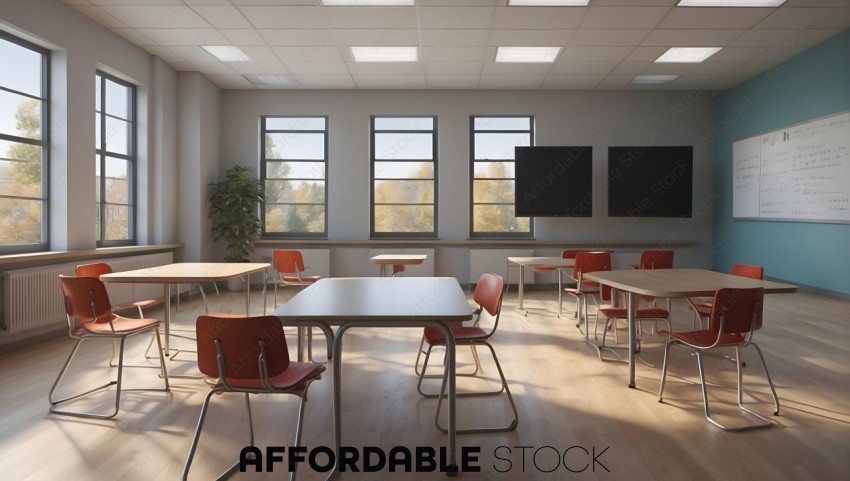 Modern Classroom Interior with Sunlight