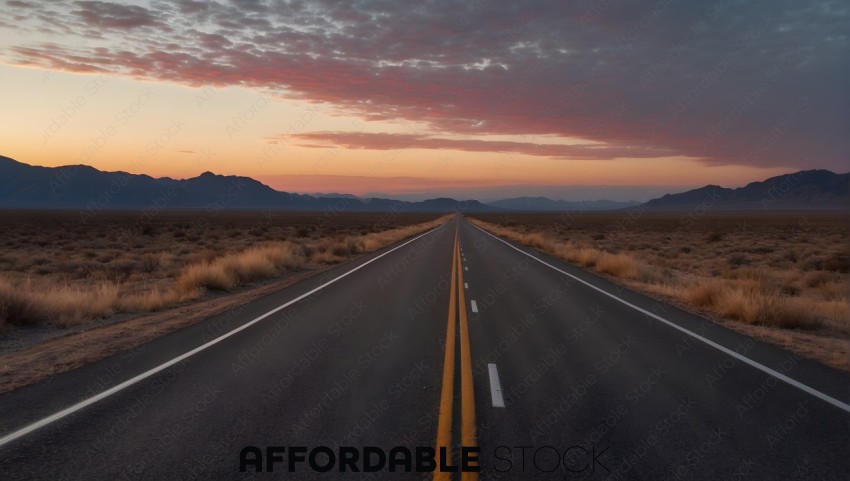 Desert Highway at Sunset