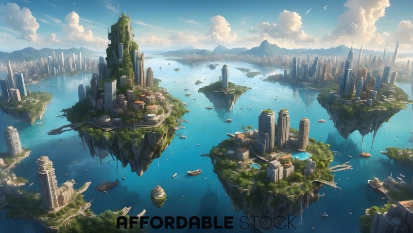 Futuristic Floating City Concept Art