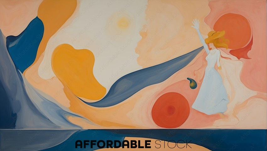 Abstract Surrealist Painting with Female Figure