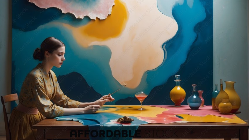 Surreal Artistic Still Life with Woman