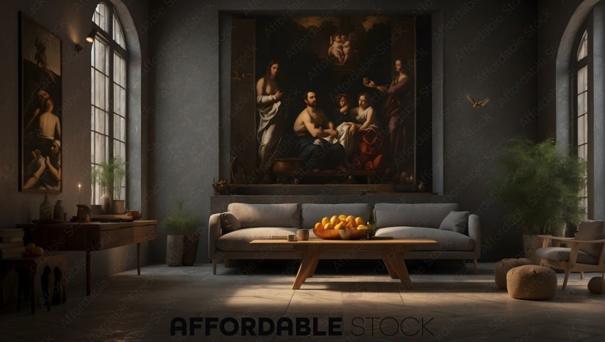 Elegant Interior Design with Classic Paintings