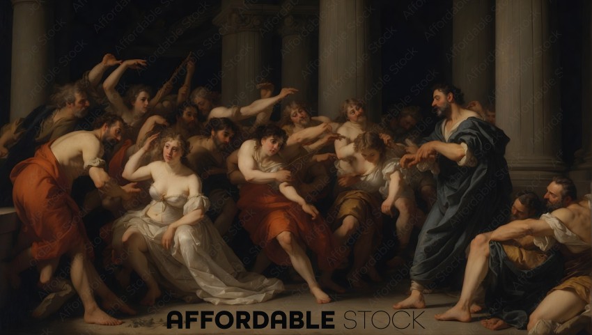 Classical Painting Depicting Dramatic Historical Scene