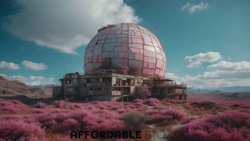 Futuristic Geodesic Dome in a Fantasy Landscape