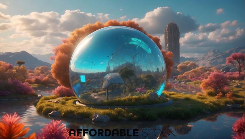 Futuristic Glass Dome Landscape