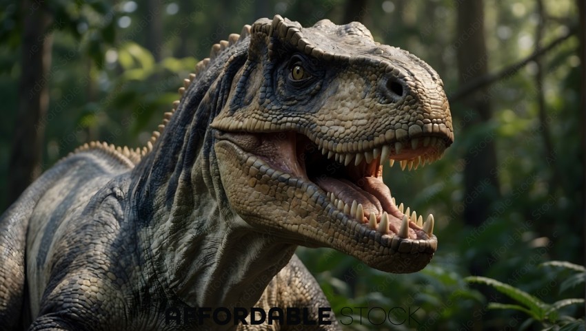 Realistic Tyrannosaurus Rex Roaring in Jungle