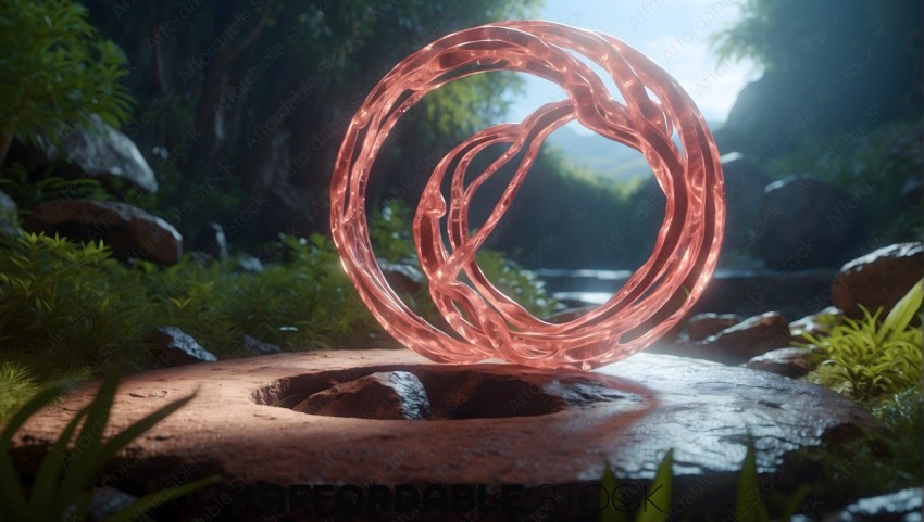 Mystical Glowing Rings in Forest