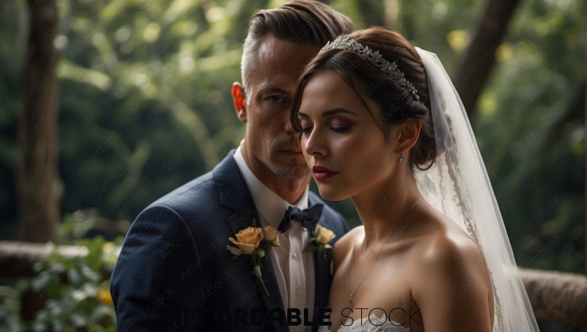 Intimate Wedding Portrait in Forest Setting