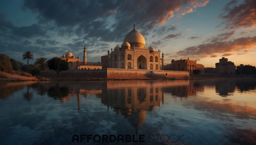 Sunset Reflection of Taj Mahal on Water
