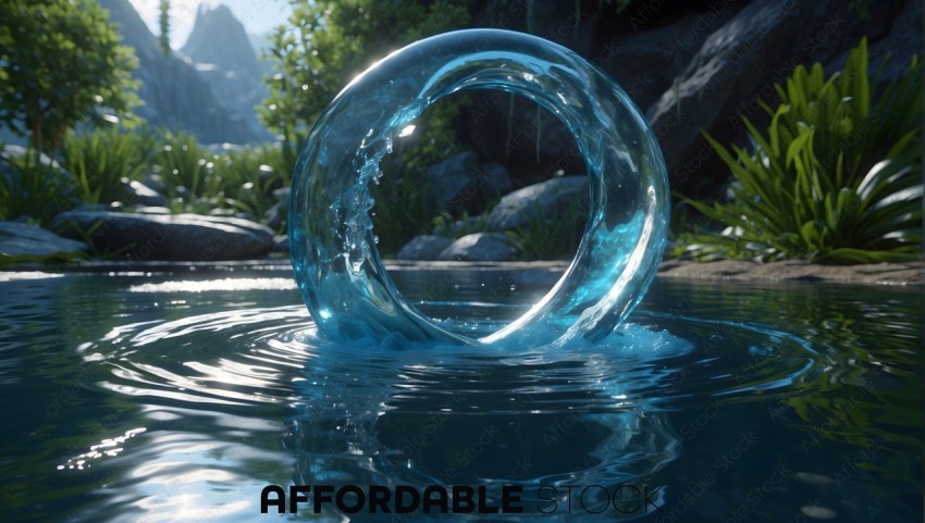 Crystal Water Ring in Nature Pond