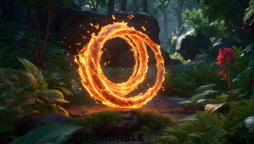 Mystical Fire Ring in Forest
